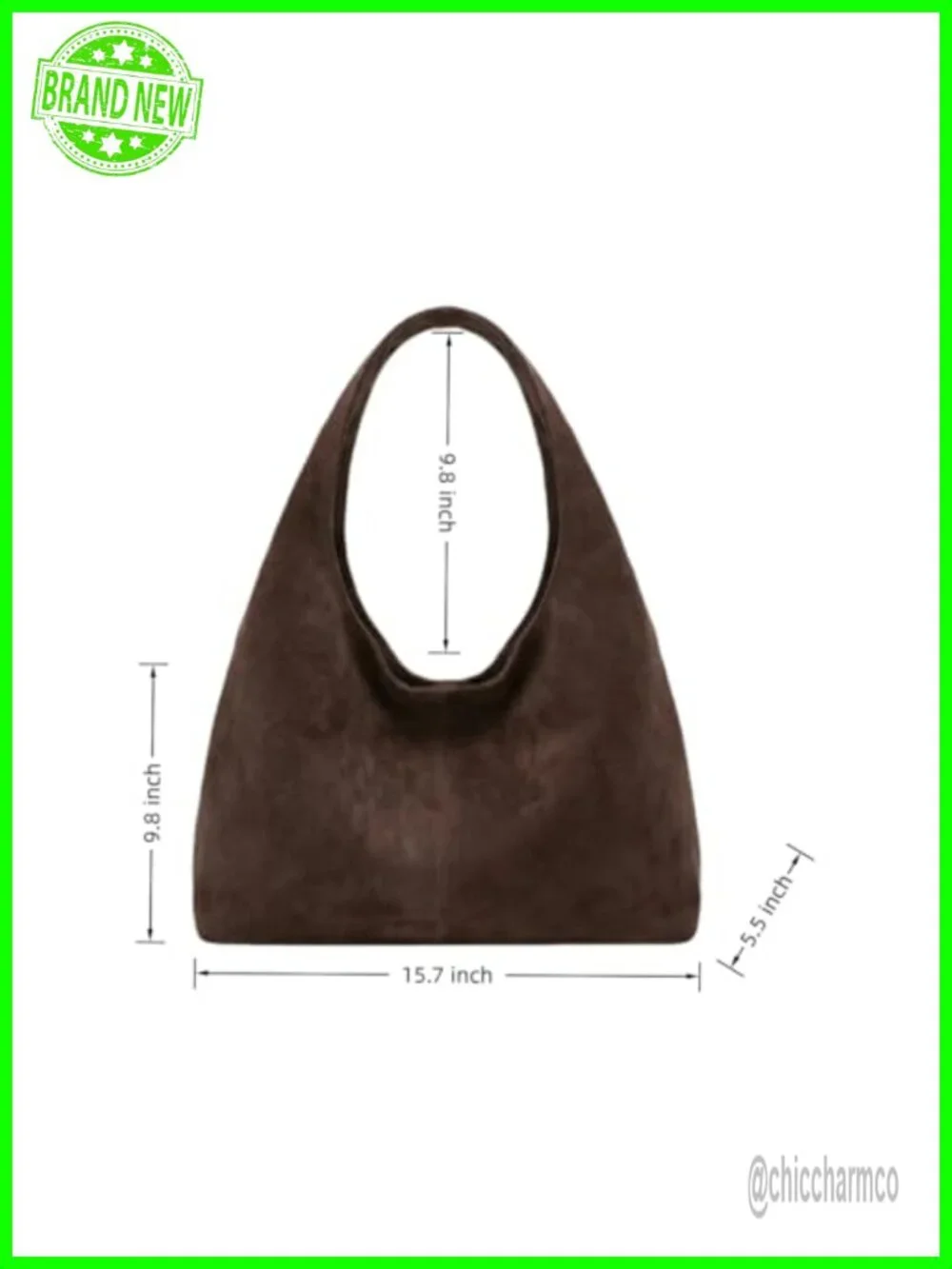 Faux Suede Slouchy Crescent Hobo Bag Underarm Purse with Magnetic Closure